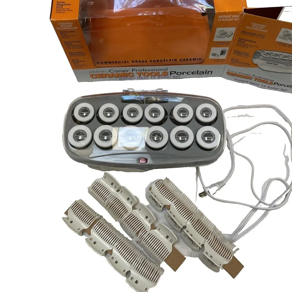 Jilbère by Conair‎ Prof Ceramic Tools Porcelain 12 Hot Roller Set-Open Box